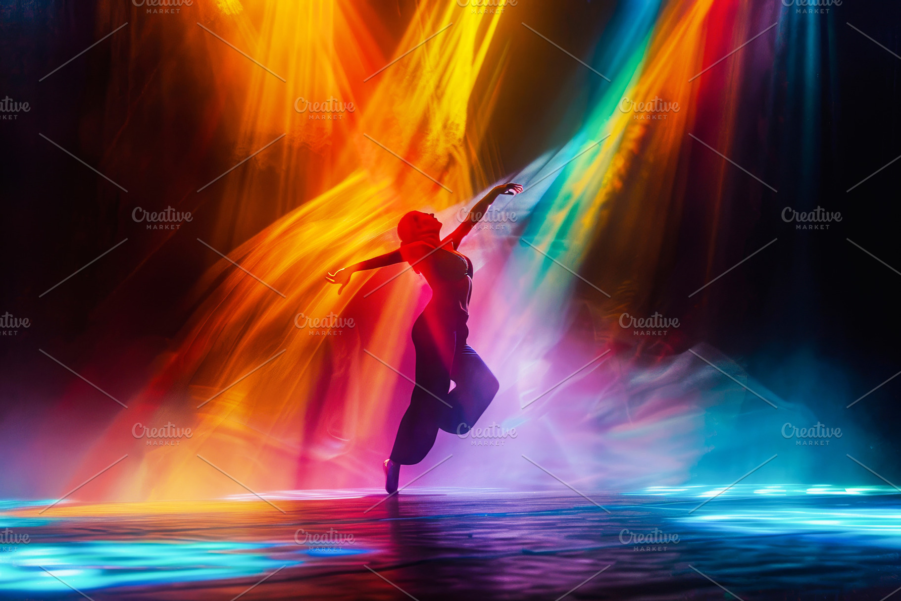 Dynamic Dance Performance in Colorfu, a Person Photo by Ocean Digital Art