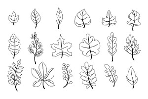 leaves collection outline icons