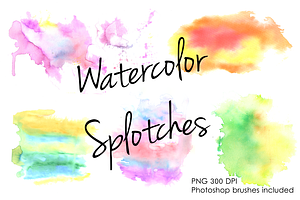 Watercolor Splotches Clipart Set.