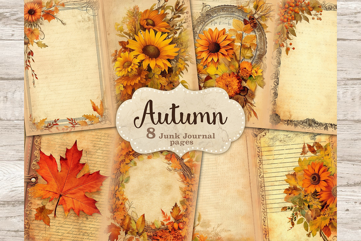 Autumn Junk Journal Pages, a Seasonal Illustration by GlamArtZhanna (Photo 1 of 9)