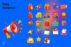 3D Sales Promotion Icon Collection, an Object Graphic by Pengedar Seni