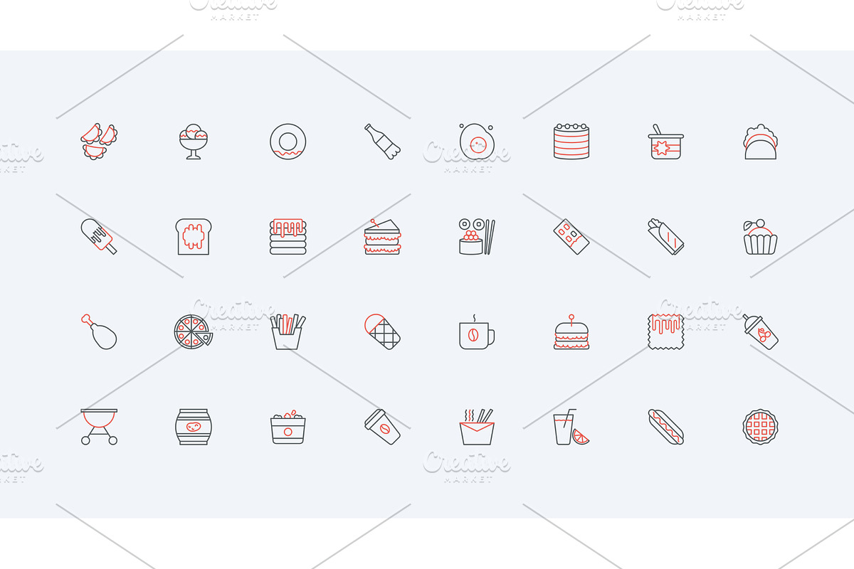 Traditional food & dishes icons, an Object Illustration by Lemberg Vector