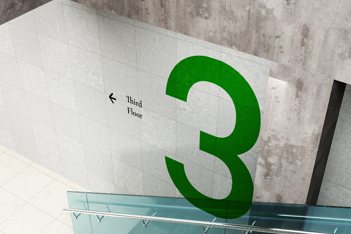 Wall Directional Wayfinding Mockup, an Advertising Mockup by herutage (Photo 4 of 4)