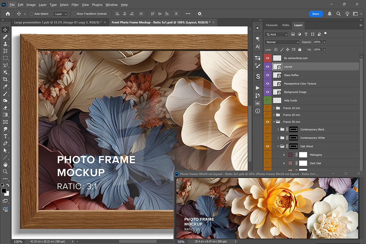 Front Photo Frame Mockup – Ratio 3x1, a Merchandise Mockup by Mockups by Carlos Viloria (Photo 5 of 6)