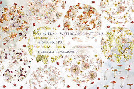 11 Autumn Watercolor Patterns