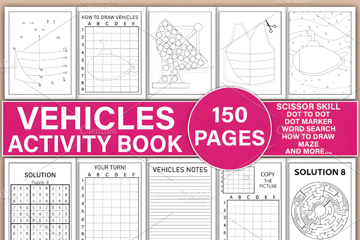 Vehicles Activity Book Vol-2, a Decorative Illustration by Design Station (Photo 1 of 3)