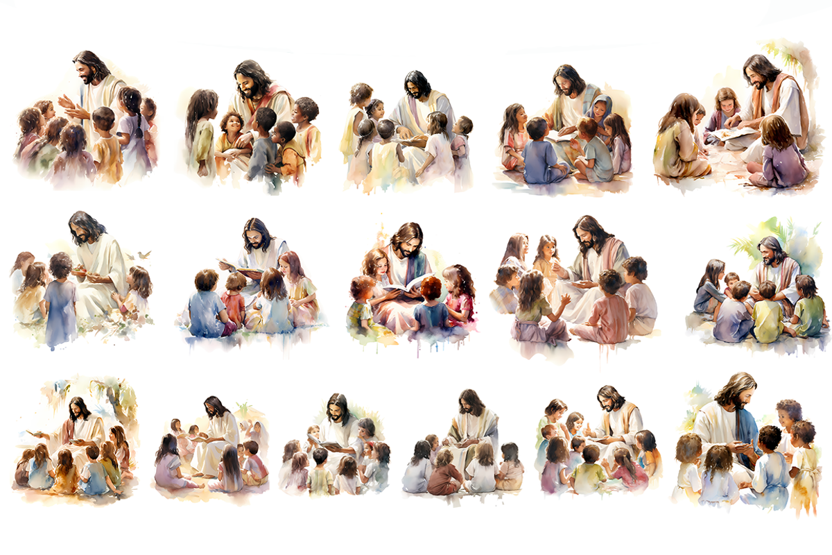 Jesus With Children Clipart, a Decorative Illustration by stickermadness (Photo 2 of 3)