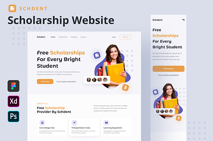 Schdent- Scholarship Website, a Landing Page Template by SLAB! Design