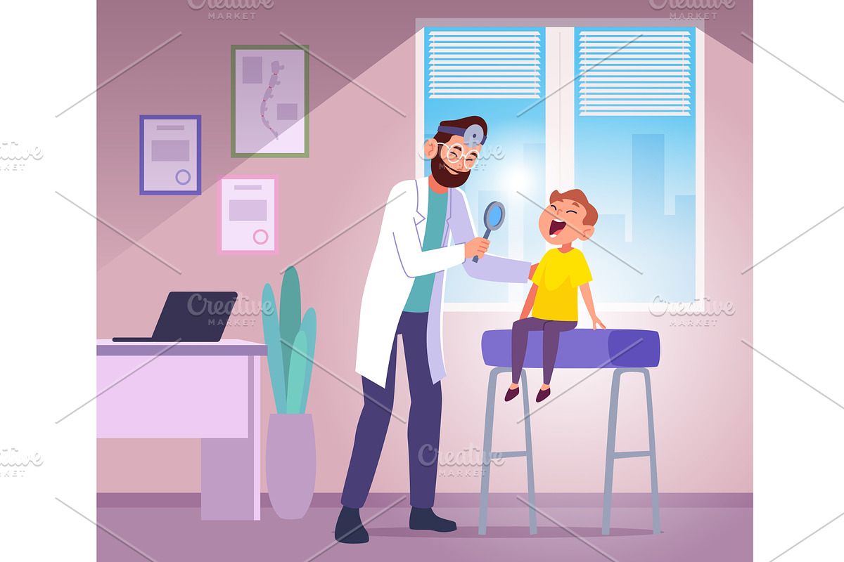 Doctor. pediatrician examines the, an Object Illustration by Onyx
