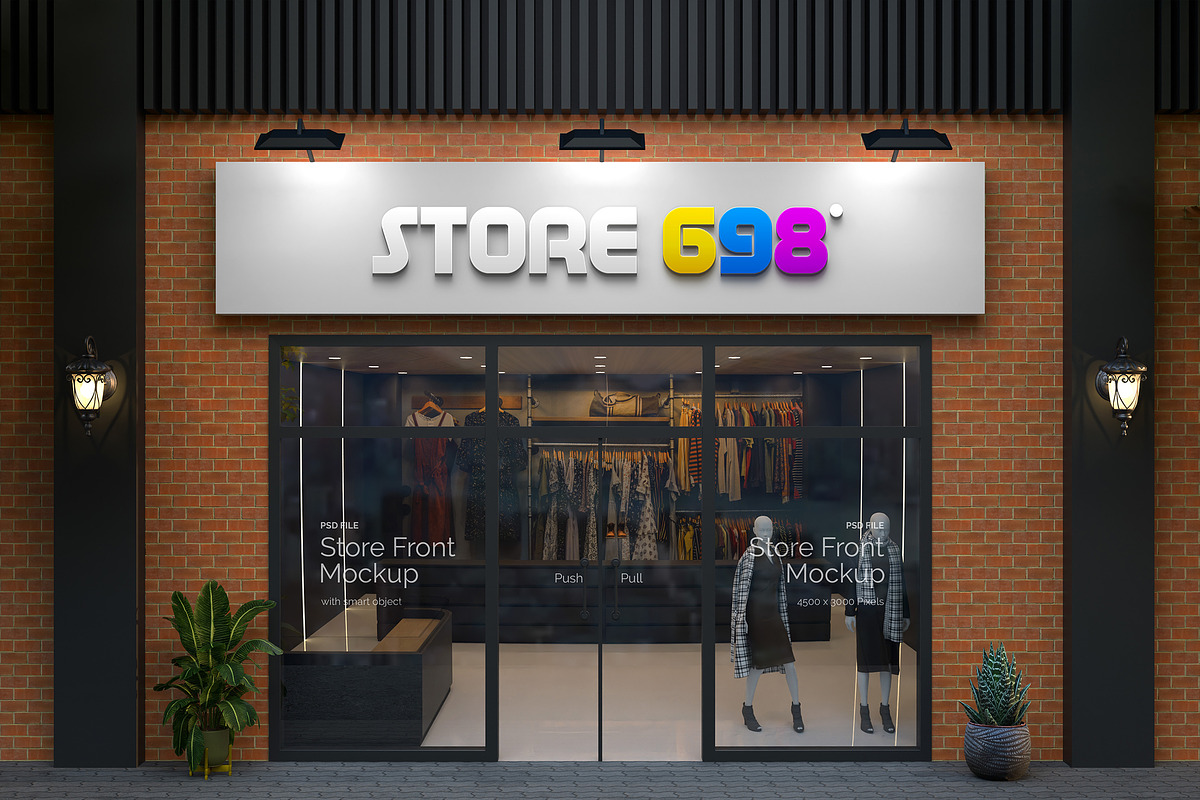 3D Logo Storefront Sign Mockup, an Advertising Mockup by Modaldesain (Photo 1 of 2)