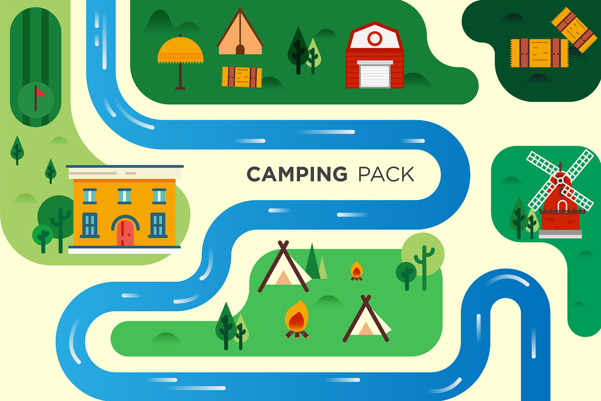 Camping Village Lanscape, an Illustration by mathoyy (Photo 1 of 2)