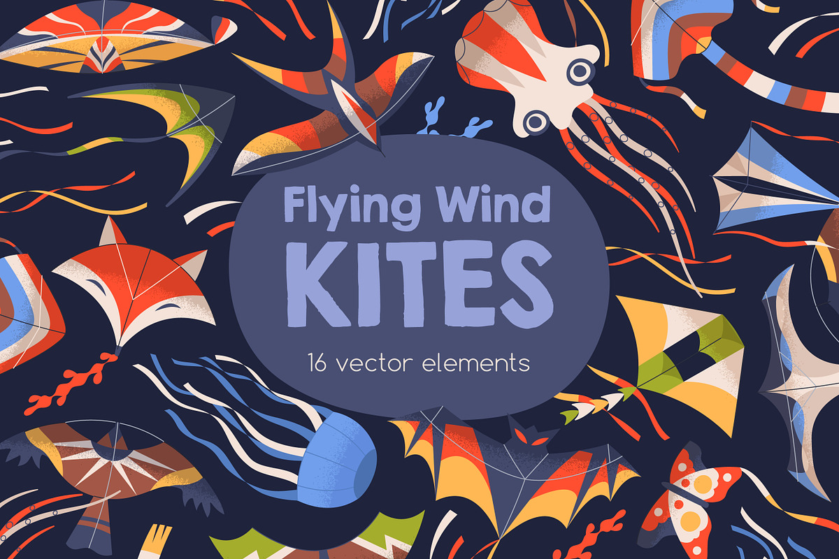 Flying wind kites set, an Animal Illustration by Good Studio (Photo 1 of 2)