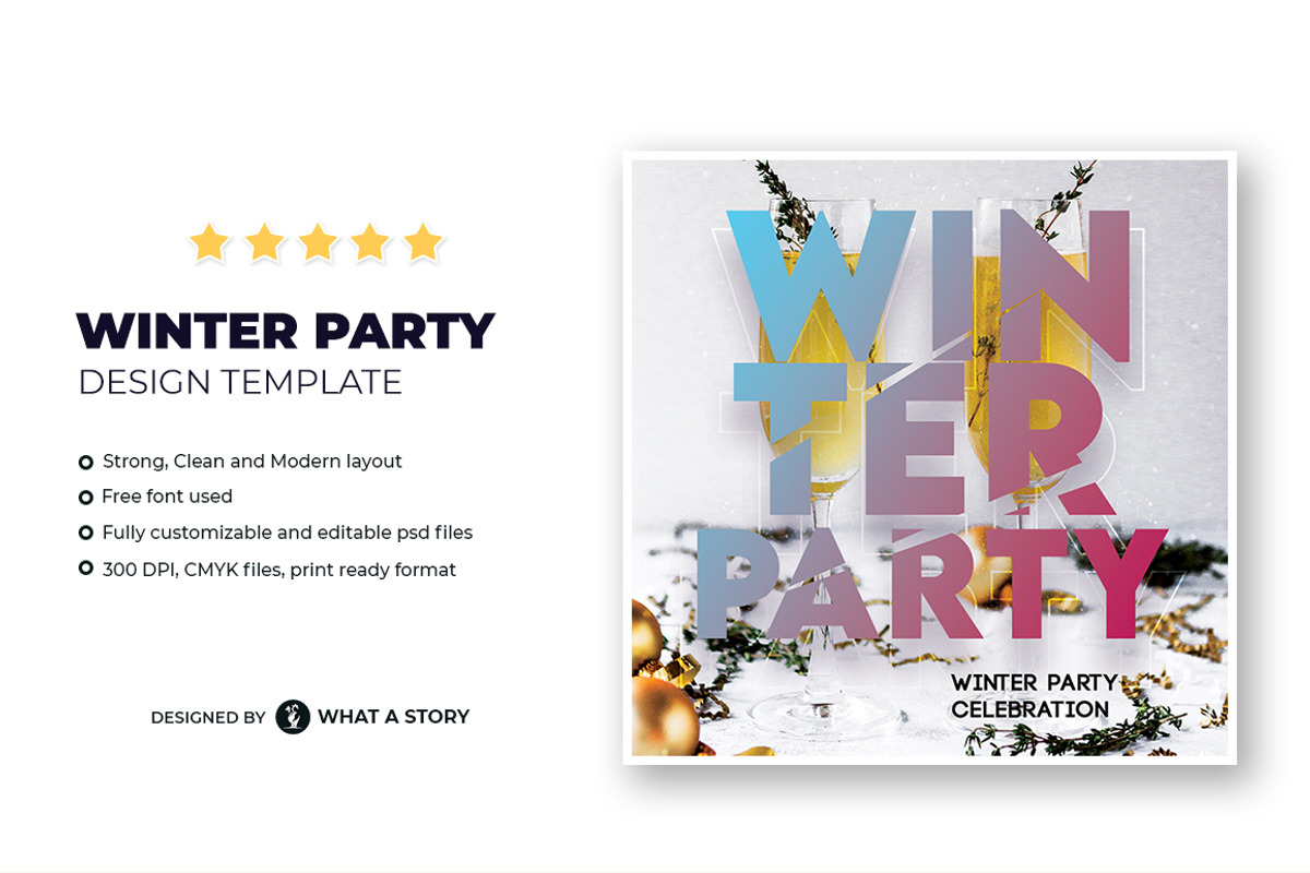 Winter Party Flyer Template, a Flyer Template by What a Story