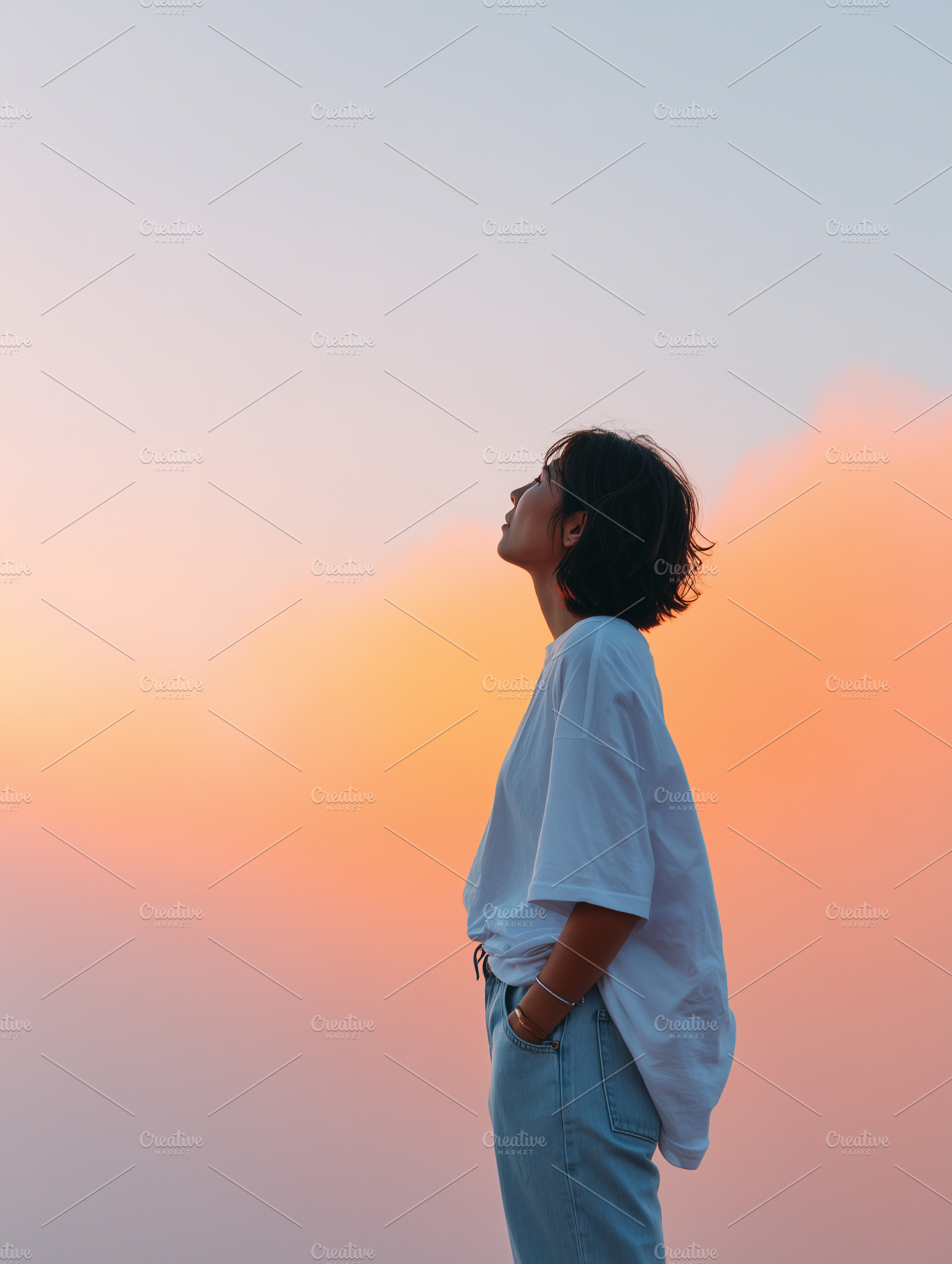 Minimalist side profile of a woman, a Person Photo by MistyDay