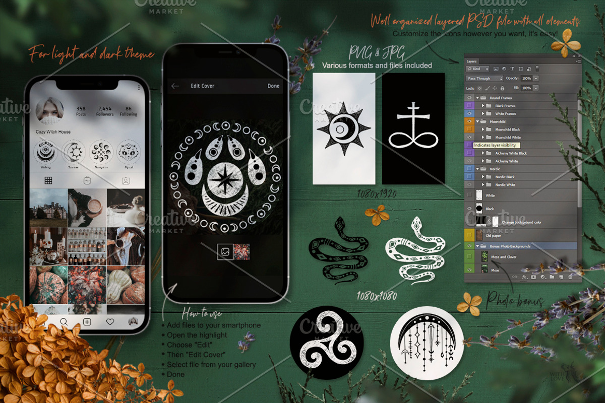 Witchstagram Instagram Cover Icons, a Social Media Template by Fluffy Unicorn (Photo 6 of 9)