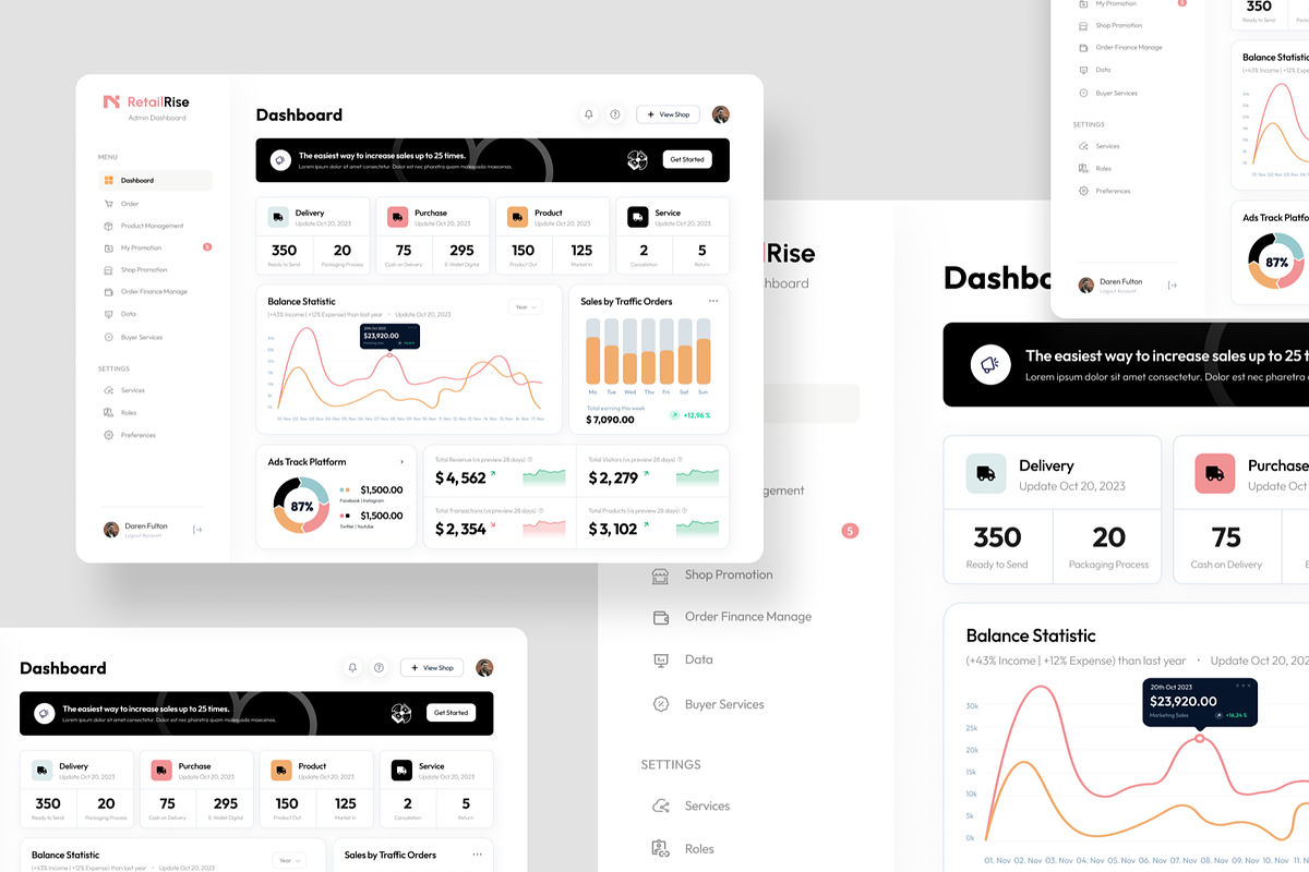 RetailRise ECommerce Admin Dashboard, a Websites & App Template by SquidPixey (Photo 5 of 5)