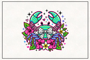 Preppy Crab Summer PNG, a Work Illustration by CraftArtStudio
