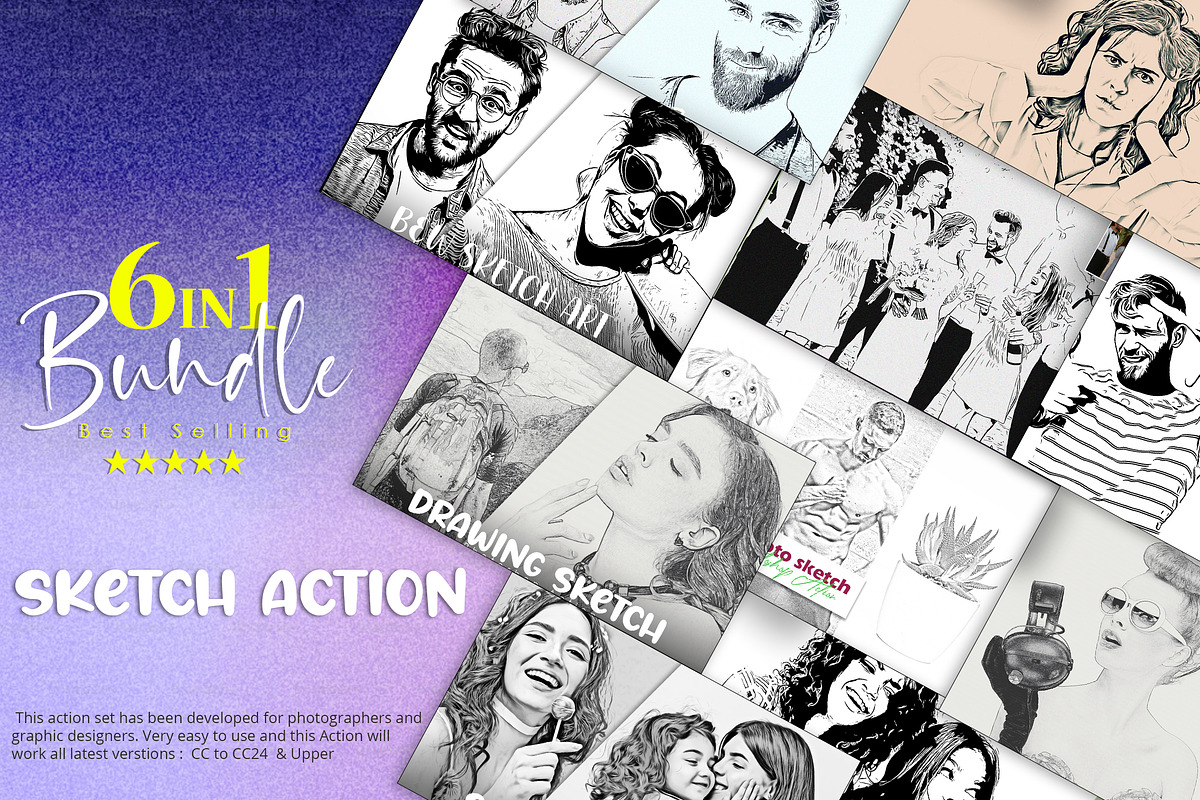 BUNDLE! 6 in 1 Sketch Action-80% OFF, an Action Add-On by Vatdesign (Photo 1 of 15)