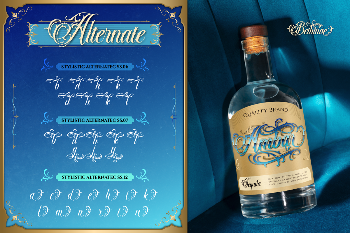 Bethinae, a Blackletter Font by Burntilldead (Photo 6 of 12)