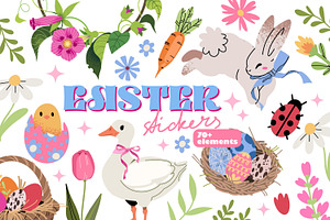 Hand drawn EASTER Stickers, a Seasonal Illustration by UnaAnya