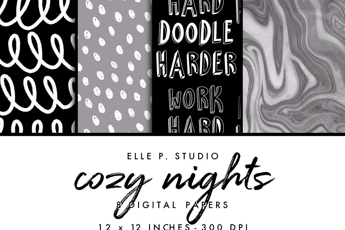 Cozy Nights Digital Papers, a Pattern Graphic by Elle P. Studio