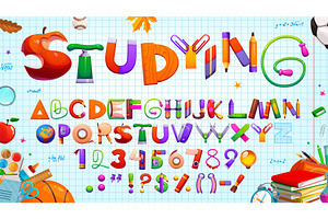 Cartoon education font, an Education Illustration by Vector Tradition