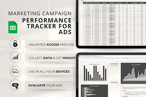Google Sheets Ads Campaign Tracker, a Social Media Template by Marketello Studio