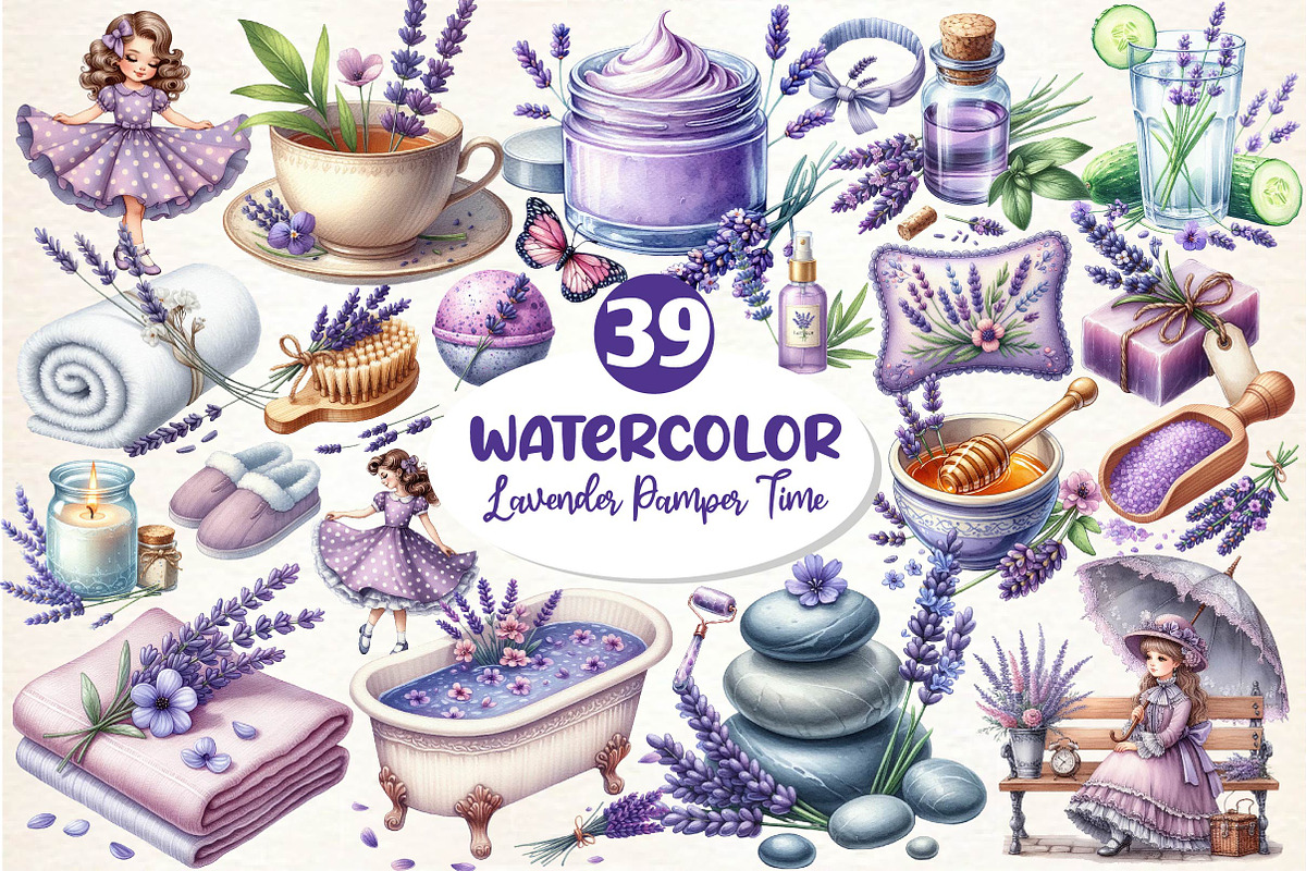 Lavender Pamper Time Clipart, an Illustration by Dream Creation (Photo 1 of 4)