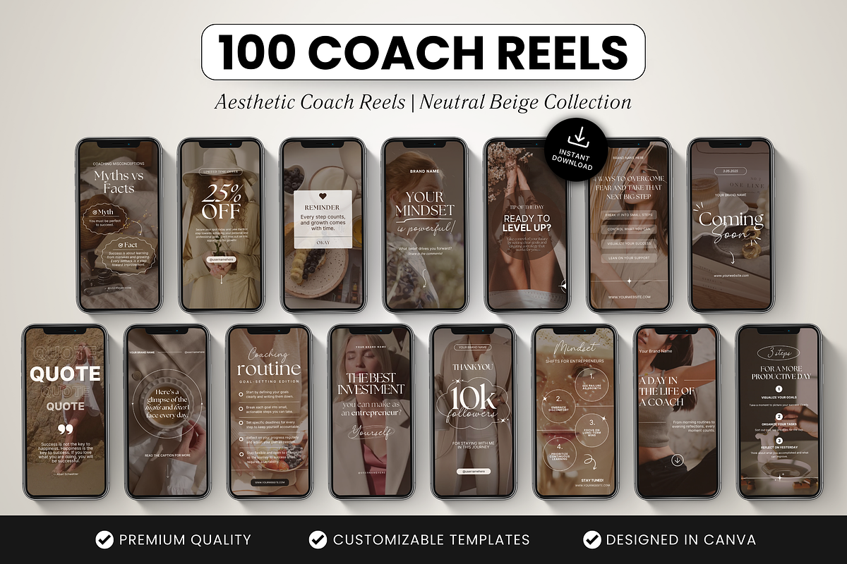 Coach Instagram Reels Templates, a Social Media Template by DigiPax (Photo 1 of 11)