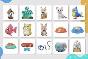 3D Pet Store Icon Set