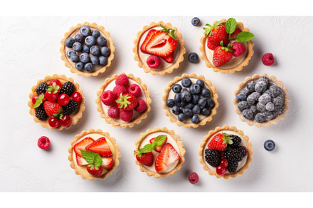 Tasty sweet tartlets berry. Generate, a Food & Drink Photo by Ylivdesign