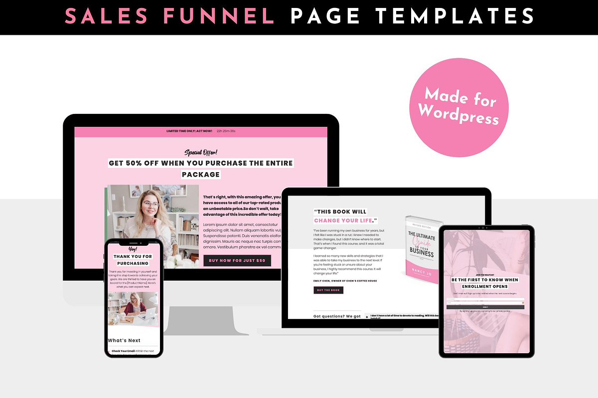 Pink Sales Funnel Templates Set, a WordPress Template by ltsdesigns (Photo 1 of 7)