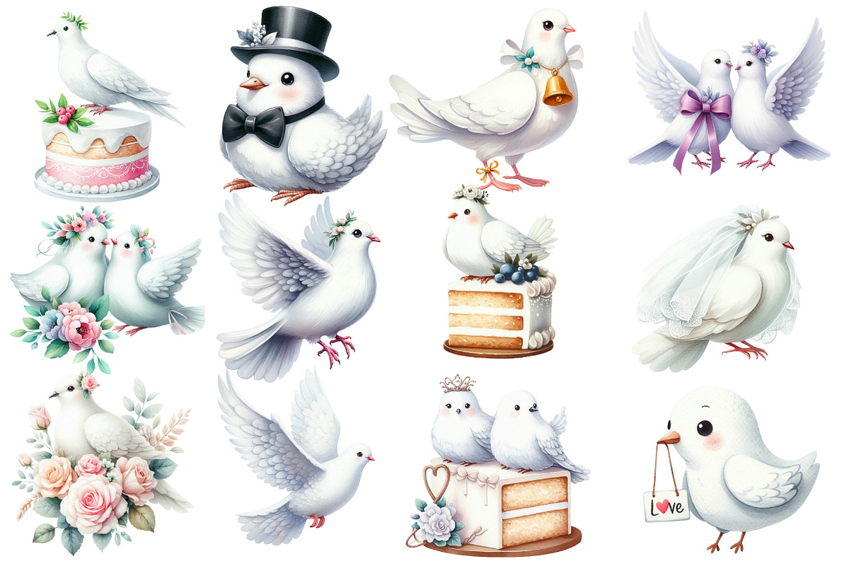 Wedding Doves Clipart, an Illustration by Designworld (Photo 2 of 5)