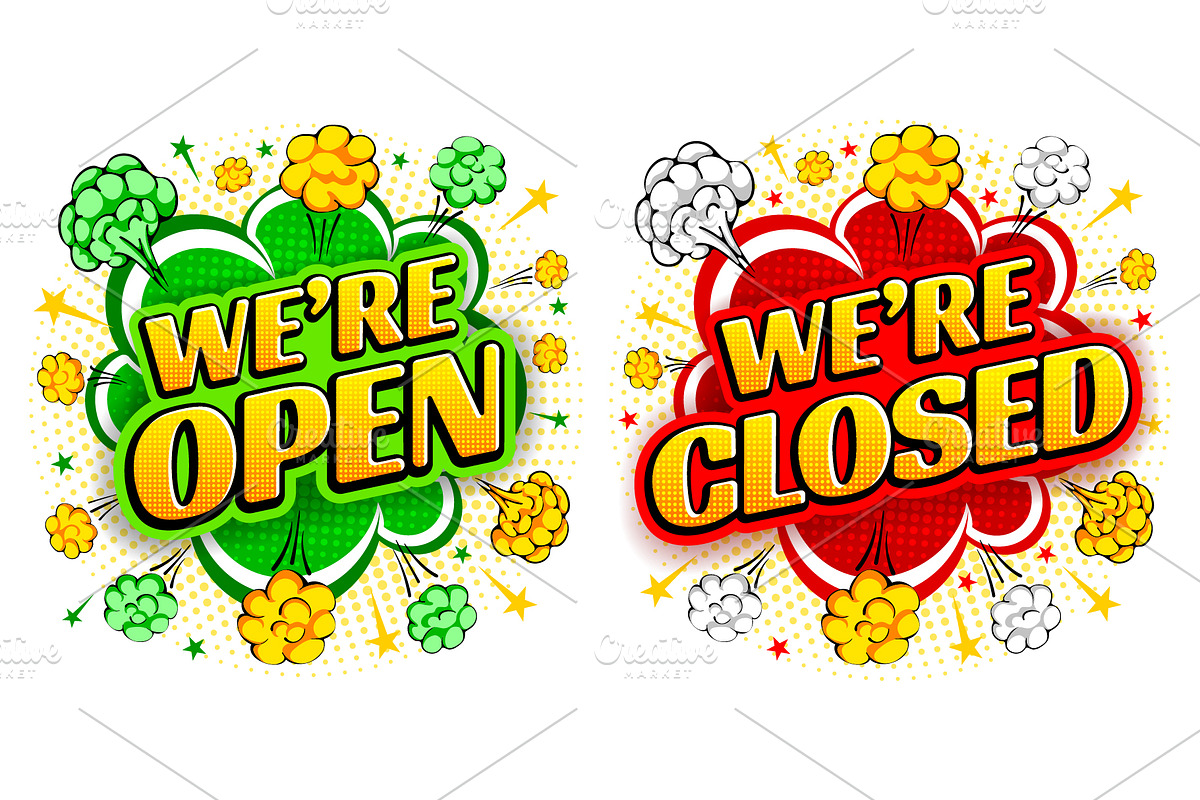 Open And Closed Retro Design, a Work Illustration by Vector beauty (Photo 1 of 3)