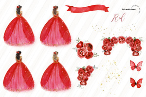 Elegant Red Miss Quince Clipart