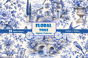 Floral Toile Patterns, a Pattern Graphic by Printable Design Store