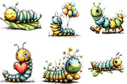 Caterpillar Whimsical Clipart, a Seasonal Illustration by Designking (Thumbnail 3 of 5)