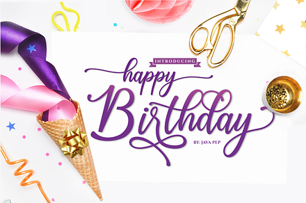 Happy Birthday // Pretty font, a Script Font by Java pep