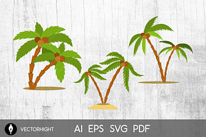 Palm Illustrations In Cartoon Style