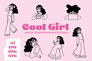 Cool Girl: Vector Illustrations, a Graphic by Martum-Design (Thumbnail 1 of 2)