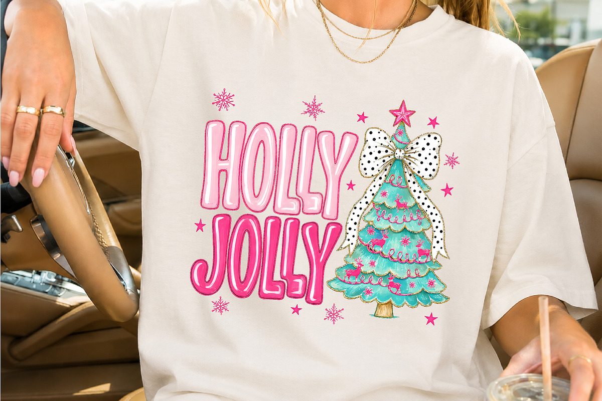Holly Jolly Pink Christmas Tree PNG, a Seasonal Illustration by Creative Art (Photo 2 of 3)