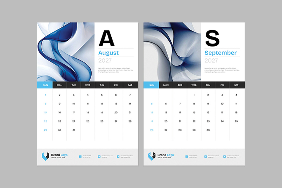 Wall Calendar Template 2027, a Stationery Template by Cleffon_Graphic_Studio (Photo 6 of 8)