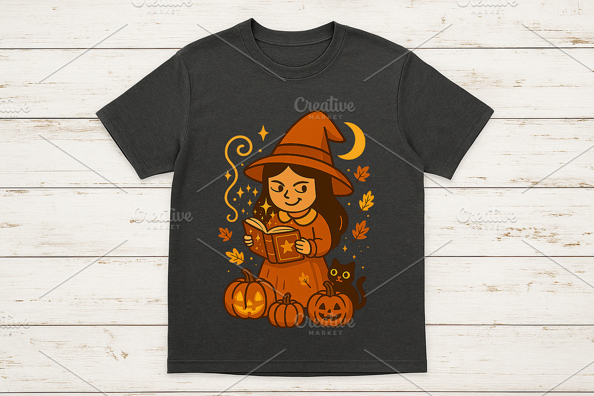 Cute halloween witch with pumpkins., a Decorative Illustration by kaisorn (Photo 4 of 9)