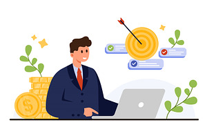 Successful Businessman Achieving, a Finance Illustration by Flashvector