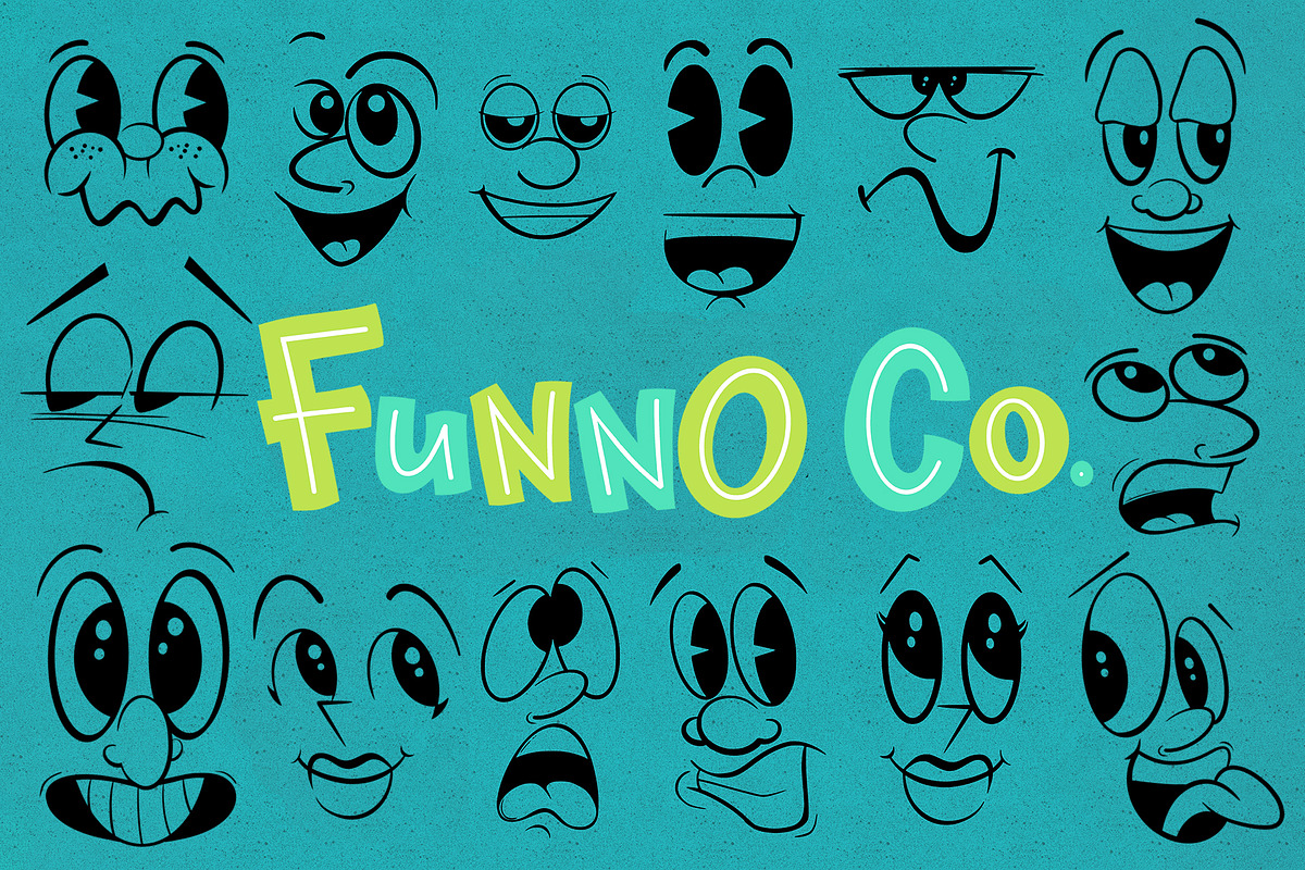 Cartoon Face Creator Dingbat Font, a Symbol Font by Funno Co. (Photo 4 of 4)