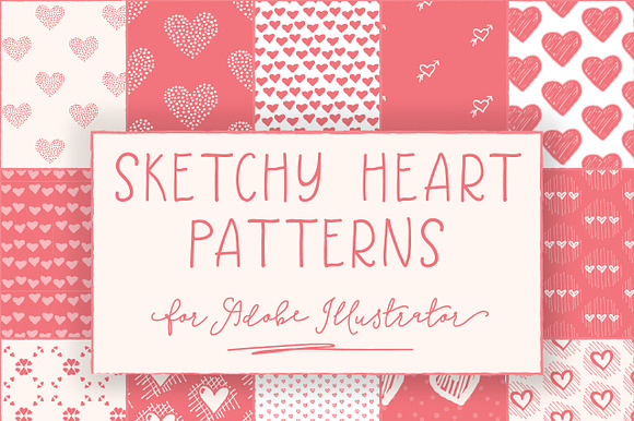 Sketched Heart Patterns preview 5