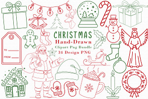 Christmas Hand-Drawn Clipart Png Bun, an Illustration by Libby Wishes