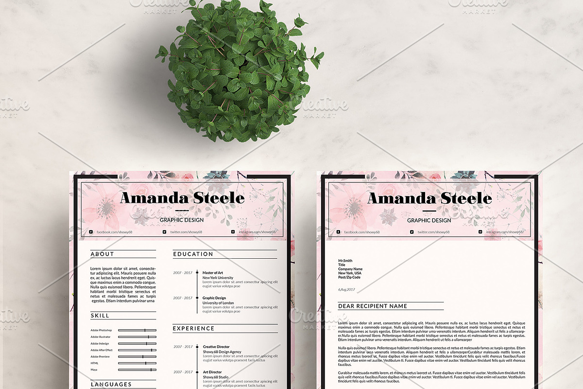 Floral CV / Resume Template / N, a Resume Template by Showy68 Template (Photo 4 of 5)