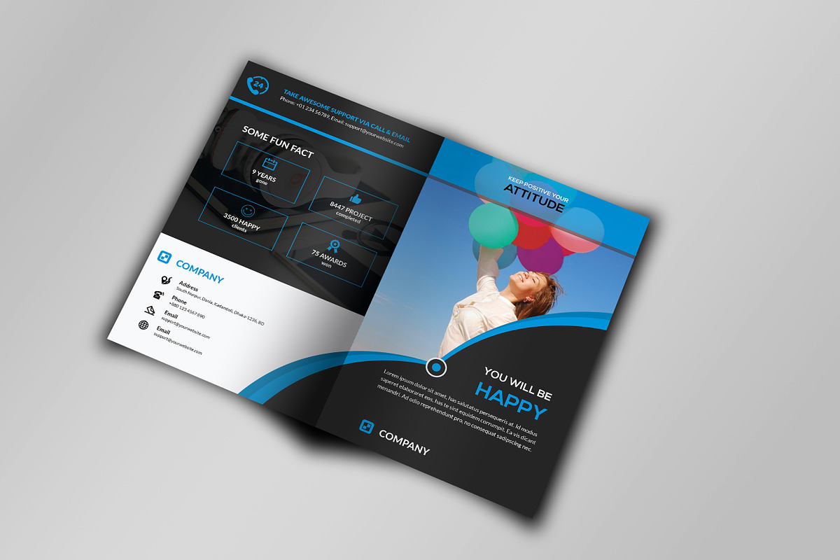 5 Clean Business Bi Fold Brochure, a Brochure Template by Imagine Design Studio (Photo 2 of 17)