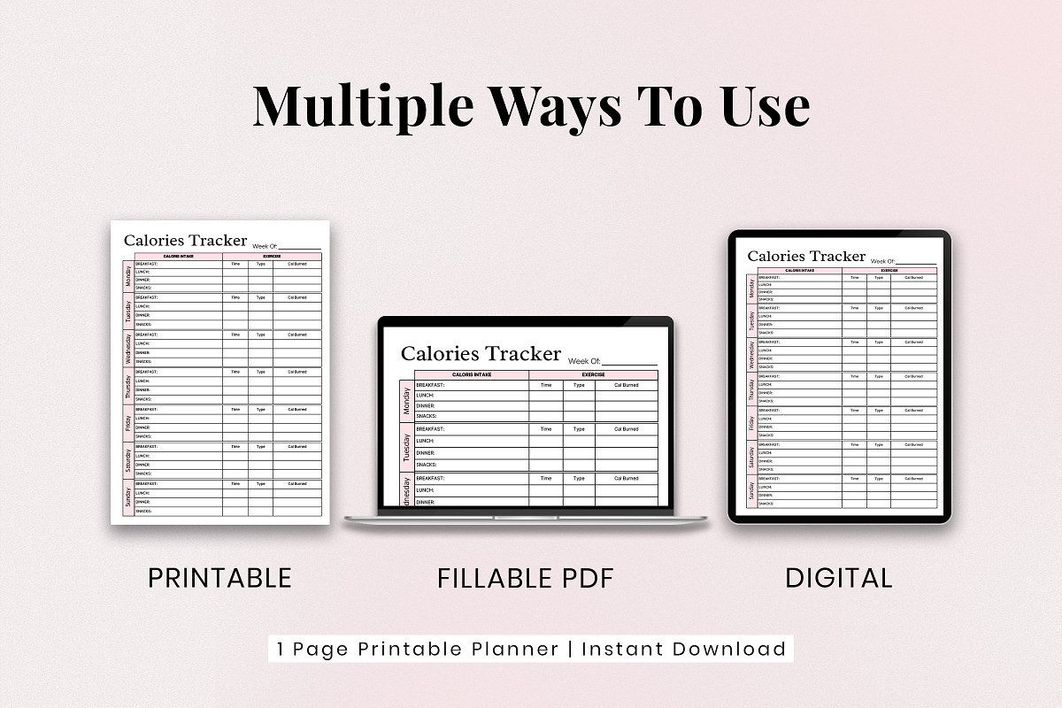 Calorie Counting, Calorie Tracker, a Print Template by Snapybiz